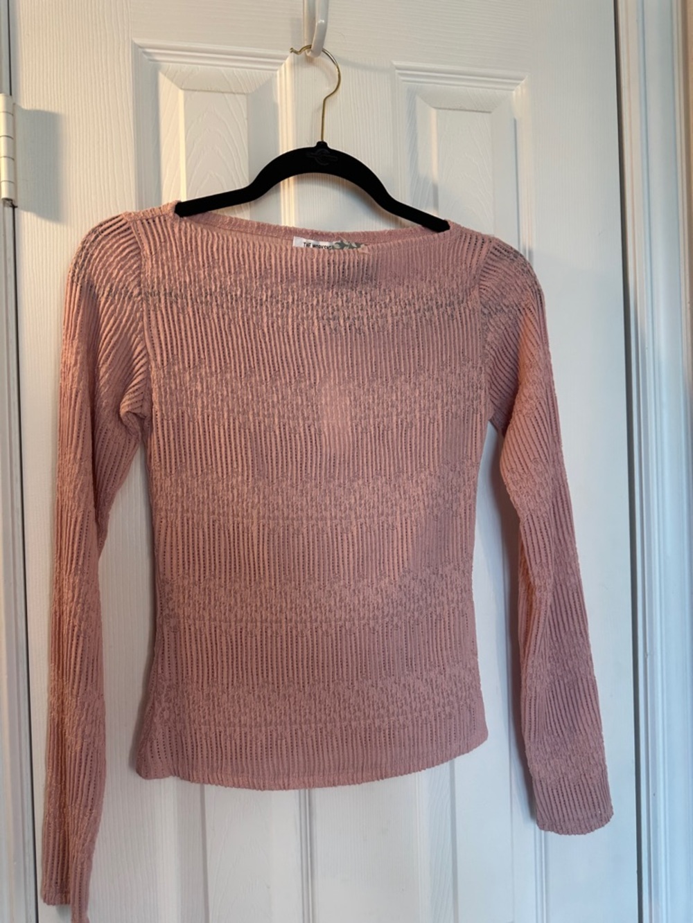 Women's Blush Pink Ribbed Long-Sleeve shirt NWT sm and med